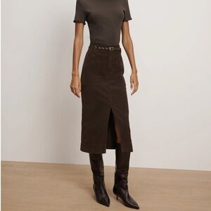 NWT Veronica Beard Pavana Corduroy Midi Skirt in Dark Umber Size 2